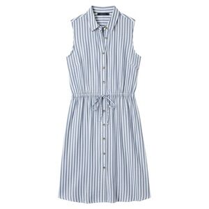 Abercrombie & Fitch Blue White Striped Shirt Dress Sundress Waist Tie Lining S